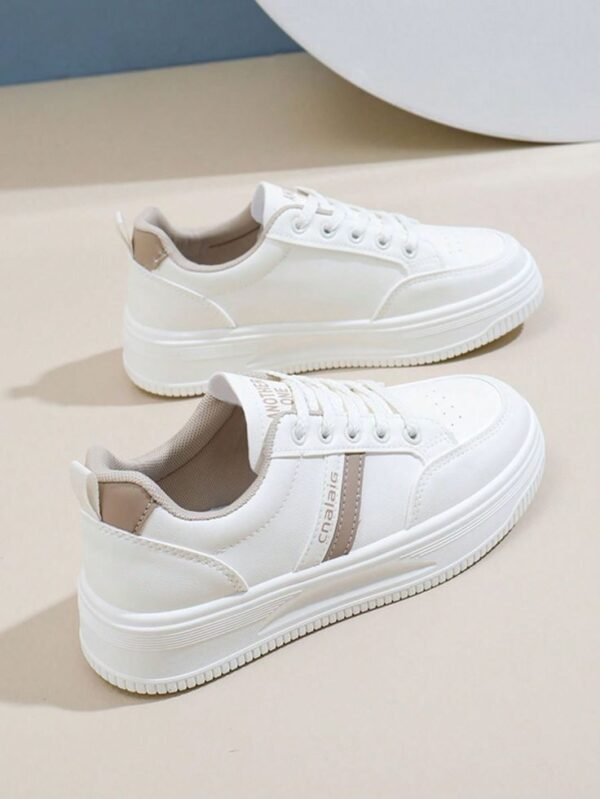 White Platform Sneakers, Korean Ins Style Student Casual Elevator Shoes.